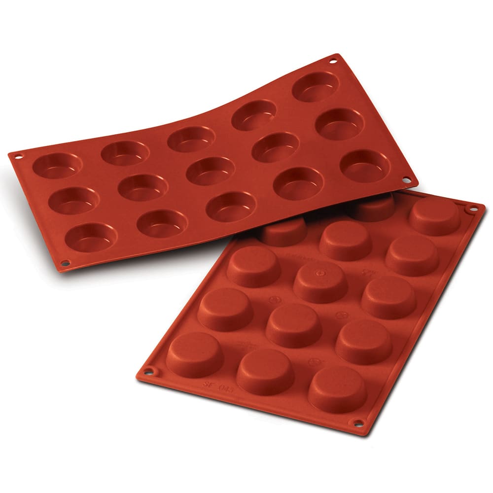 330-SF043 Flan Mold w/ 15 Sections - Silicone, Red