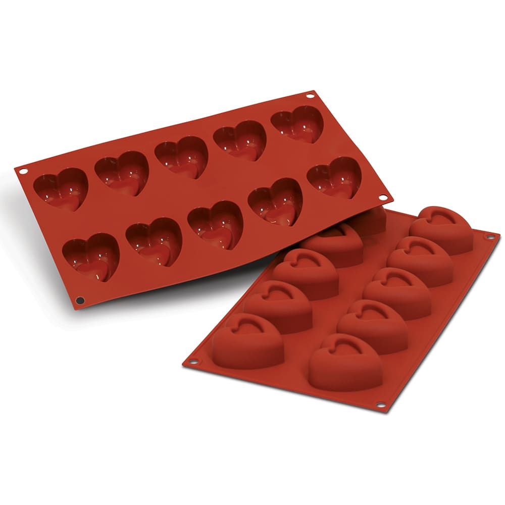 330-SF088 Passion Mold w/ 10 Sections - Silicone, Red