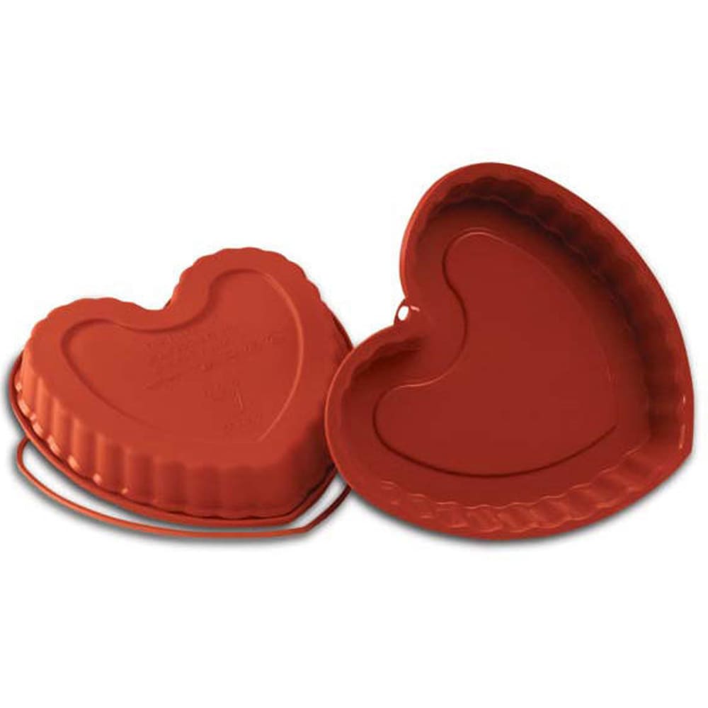 330-SFT210 8 5/8" Heart Mold - 1 1/4"H, Silicone, Red