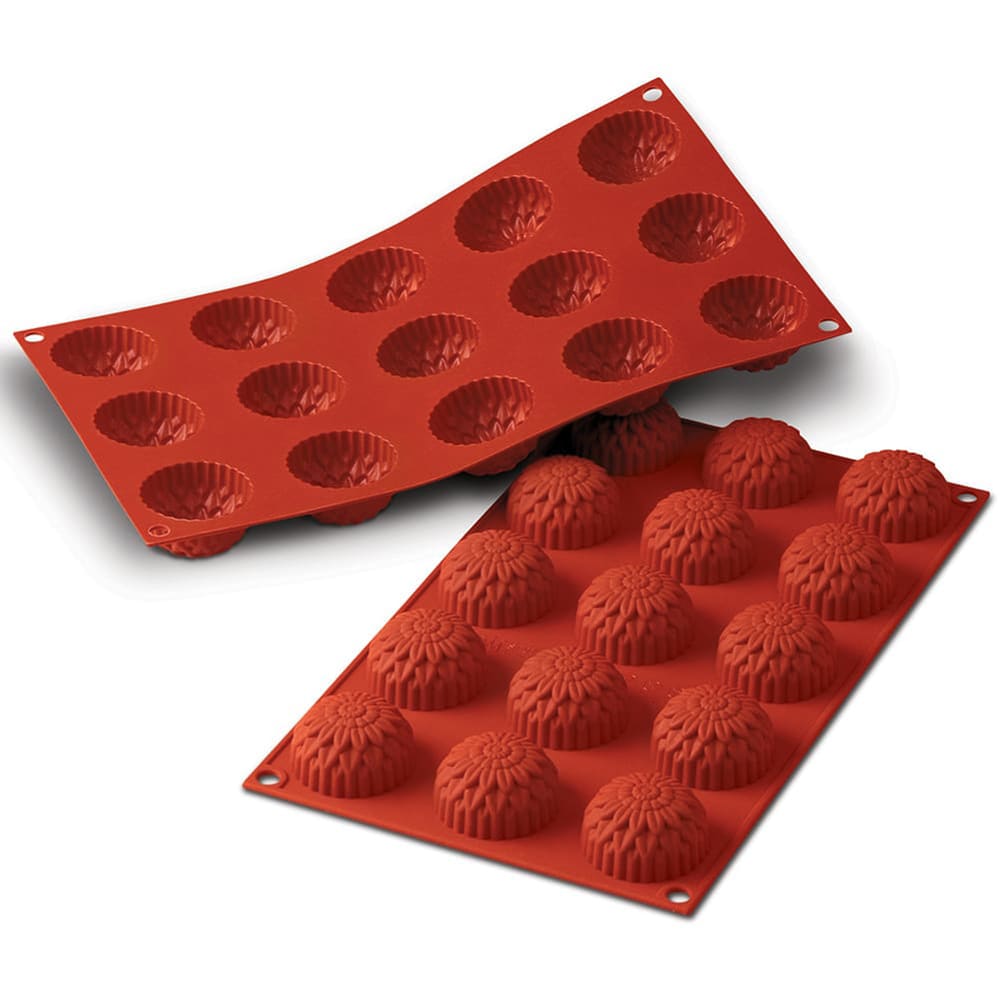 330-SF073 Dahlia Mold w/ 15 Sections - Silicone, Red