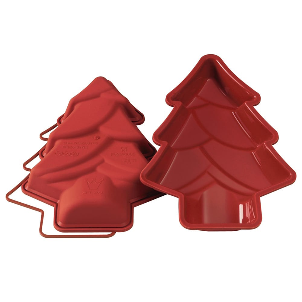 330-SFT203 11" Pine Tree Mold - 1 1/2"H, Silicone, Red