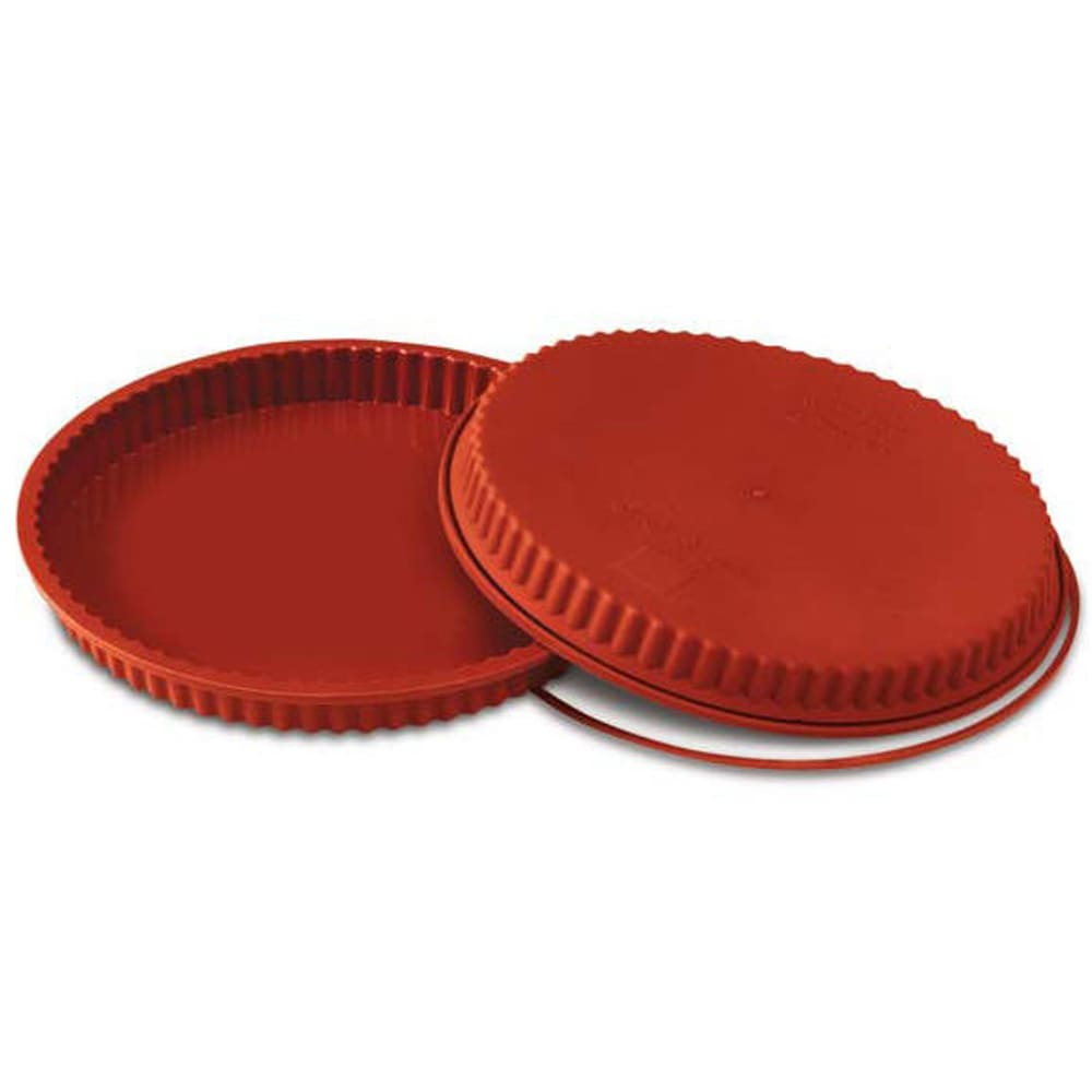 330-SFT424 9 1/2" Flan Mold - 1 1/4"H, Silicone, Red
