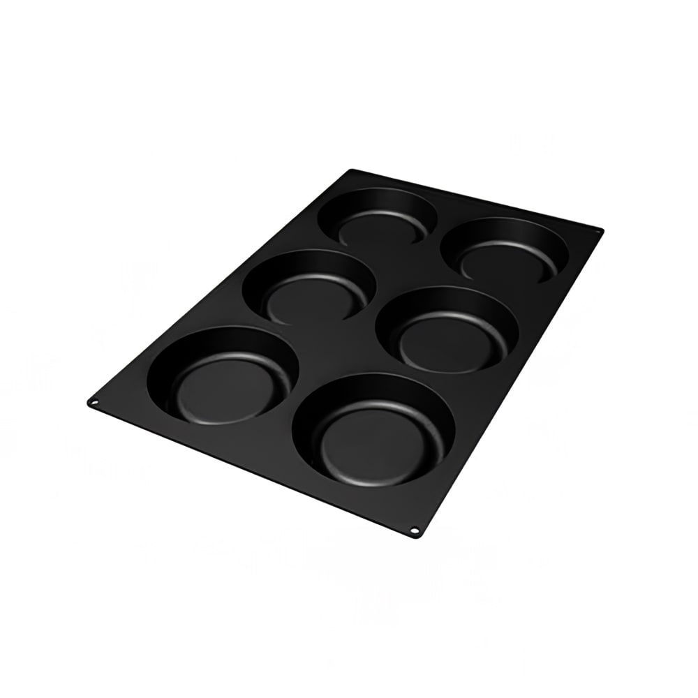 330-SQ031 Tart Mold w/ 6 Sections - Silicone, Black