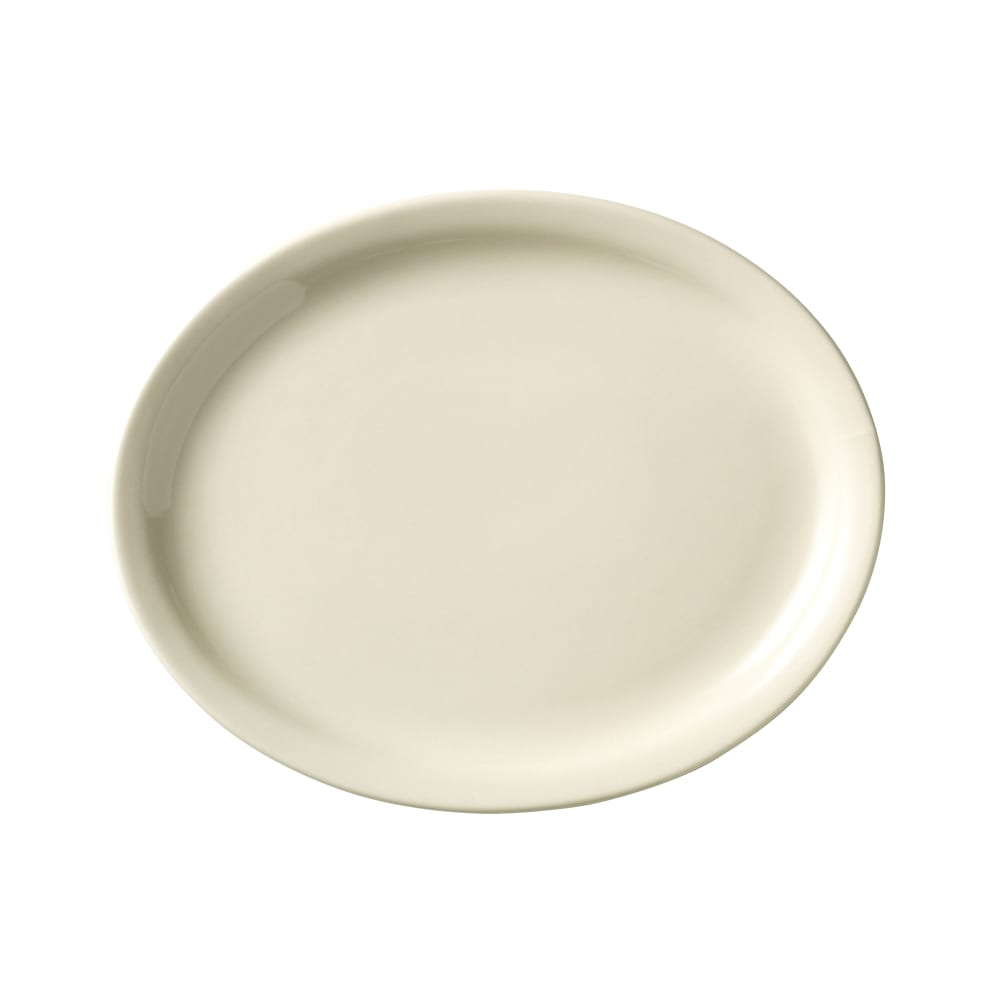 192-740901115 11 1/2" x 9 1/4" Oval Porcelana Platter - Porcelain, Cream White