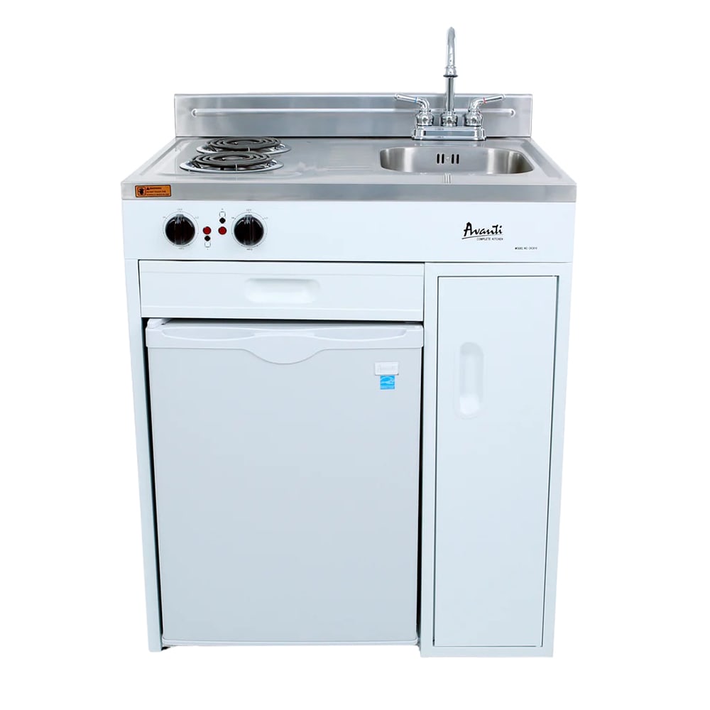 161-CK3016 30" Compact Miniature Kitchen w/ Coil Range, Refrigerator & Sink - White, 120...