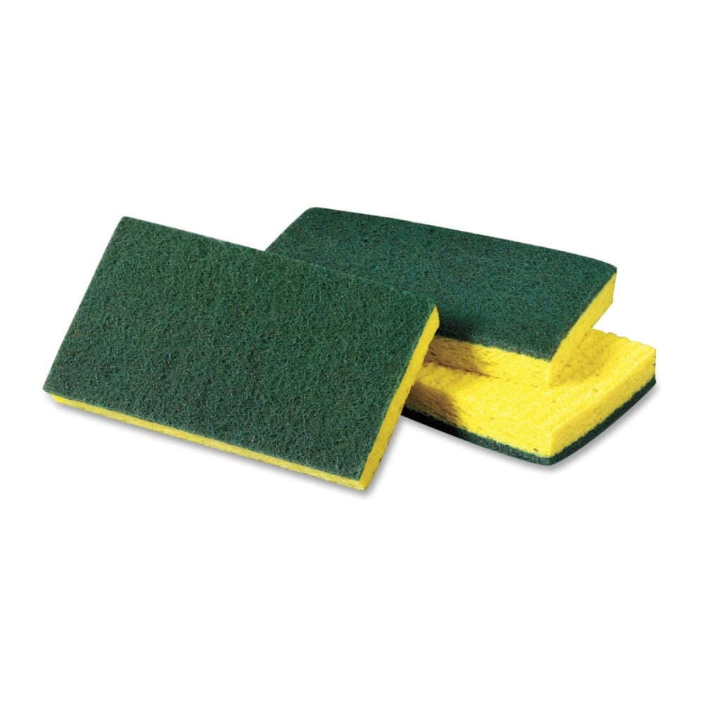 613-605296 Scotch-Brite® Medium Duty Scrub Sponge - 6 1/10" x 3 3/5", Green/Yellow