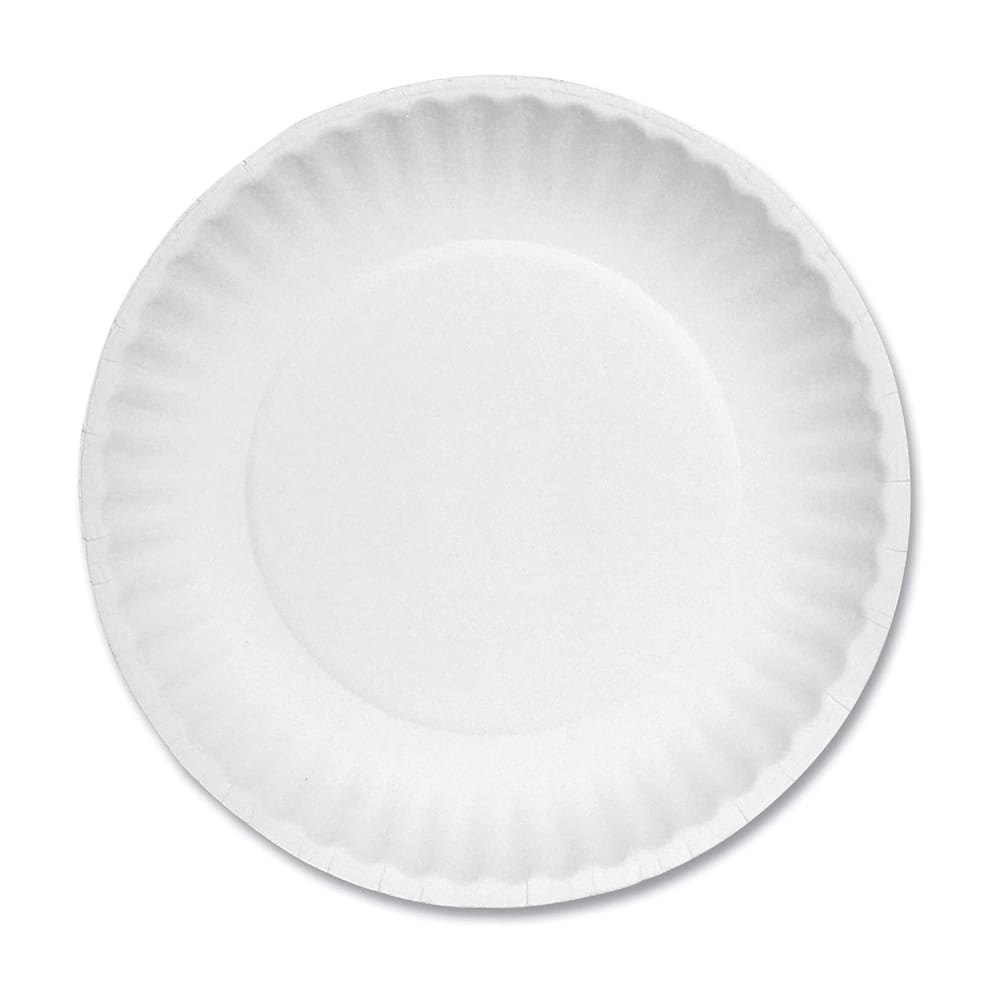 627-458280 Green Label® 6" Round Disposable Plate - Paper, White