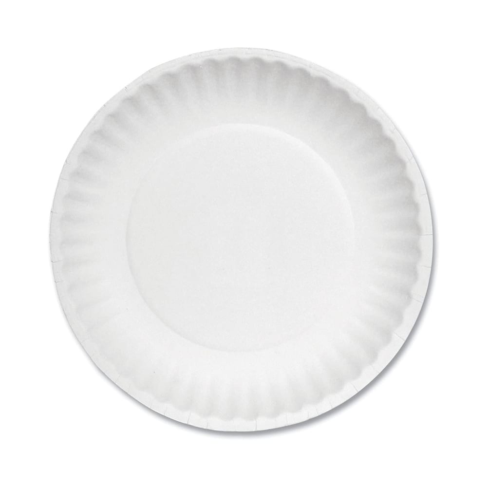 627-458281 9" Round Disposable Plate - Paper, White