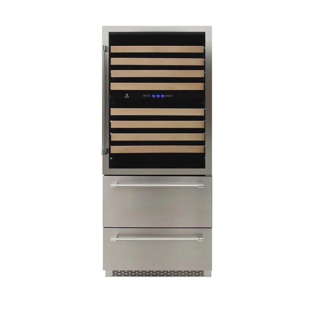 712-ELBWC30TBS 29 1/2" Three Section Wine Cooler w/ (3) Zones, 135 Bottle Capacity, 115v