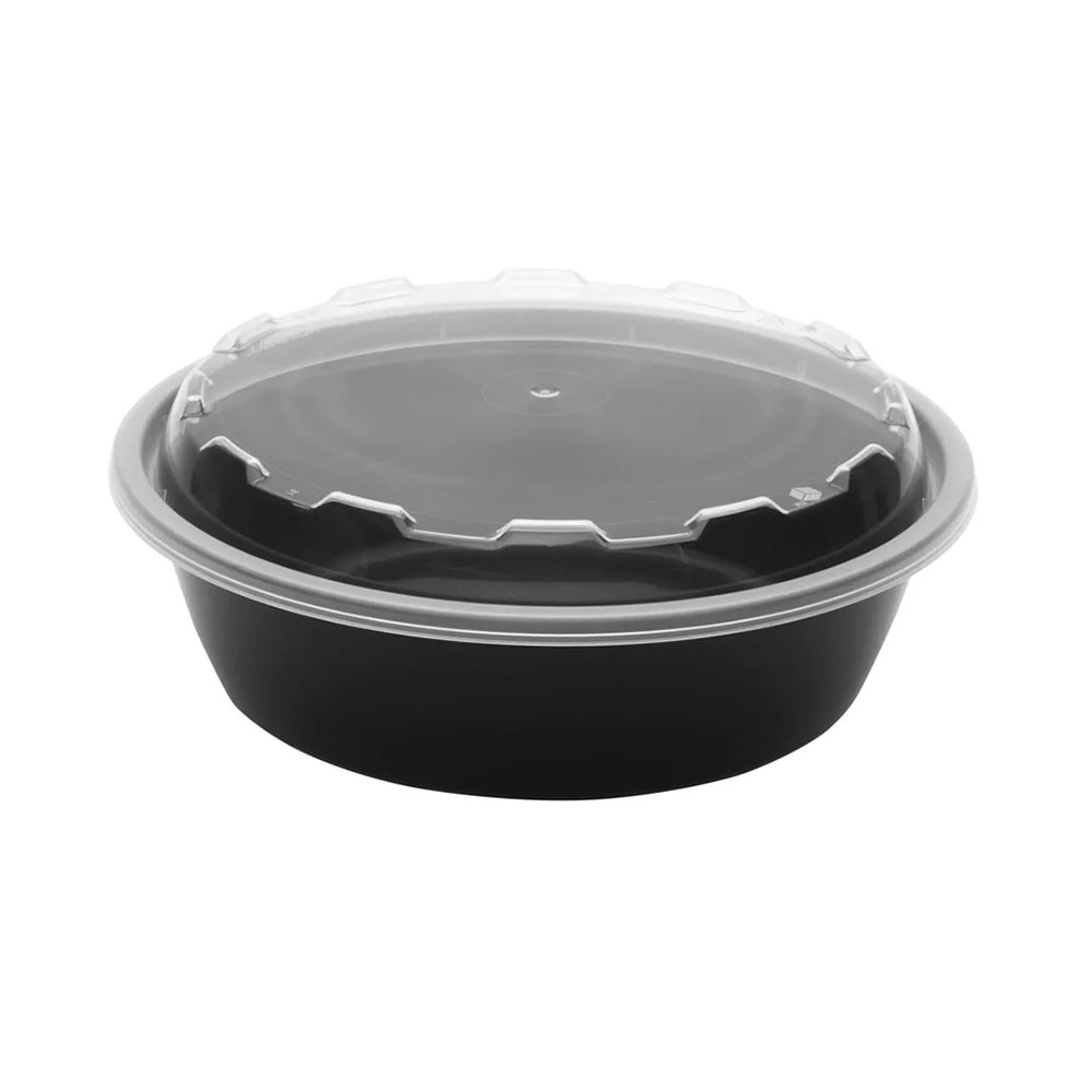 783-650087 32 oz Round Container - Plastic, Black