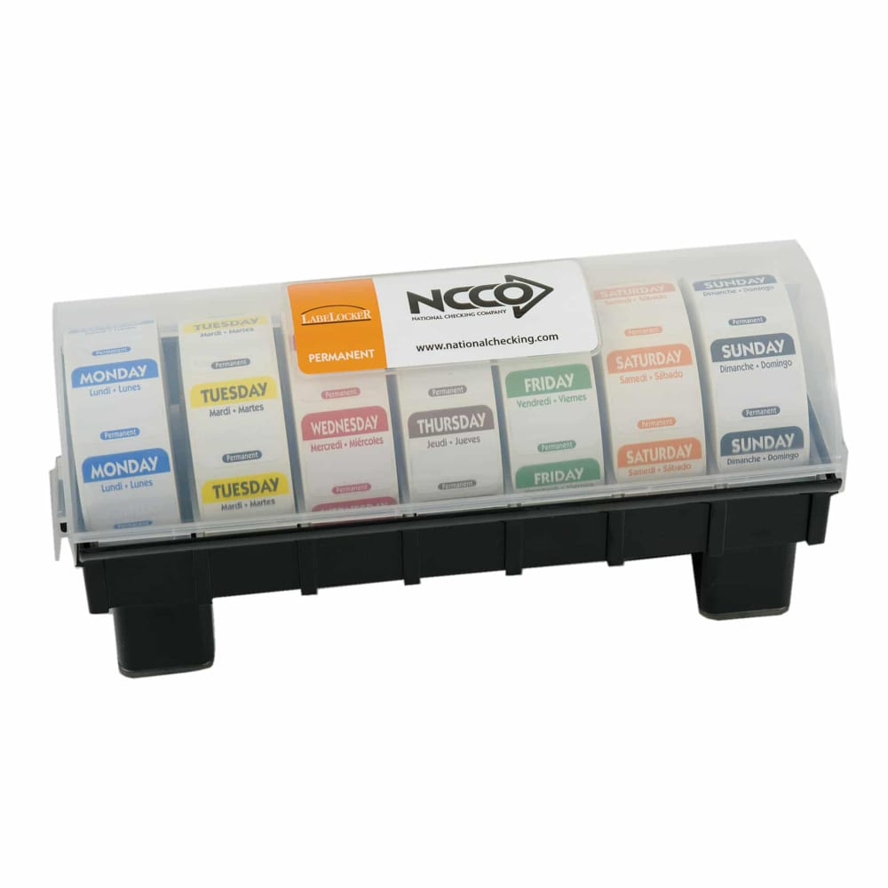 790-467016 Label Dispenser for 1" x 1" Permanent Labels - Plastic, Black