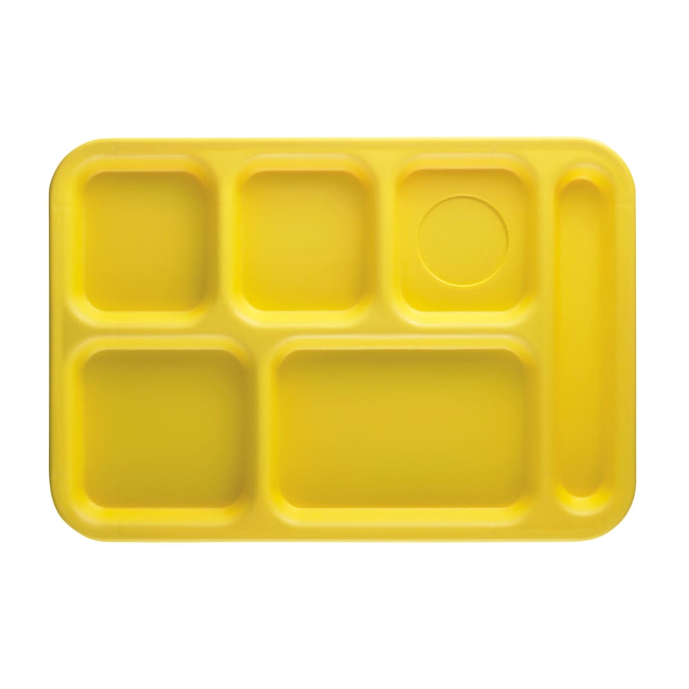 144-PS1014145 Plastic Rectangular Tray w/ (6) Compartments, 10" x 14 1/2", Yellow
