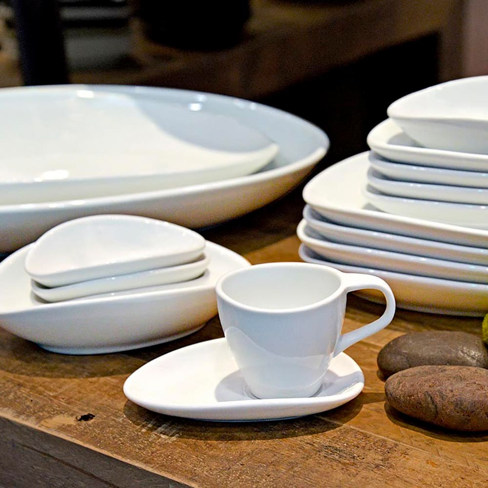 872-DCS055WHP23 7" Oval Tides™ Saucer - Porcelain, White, Superwhite Glaze