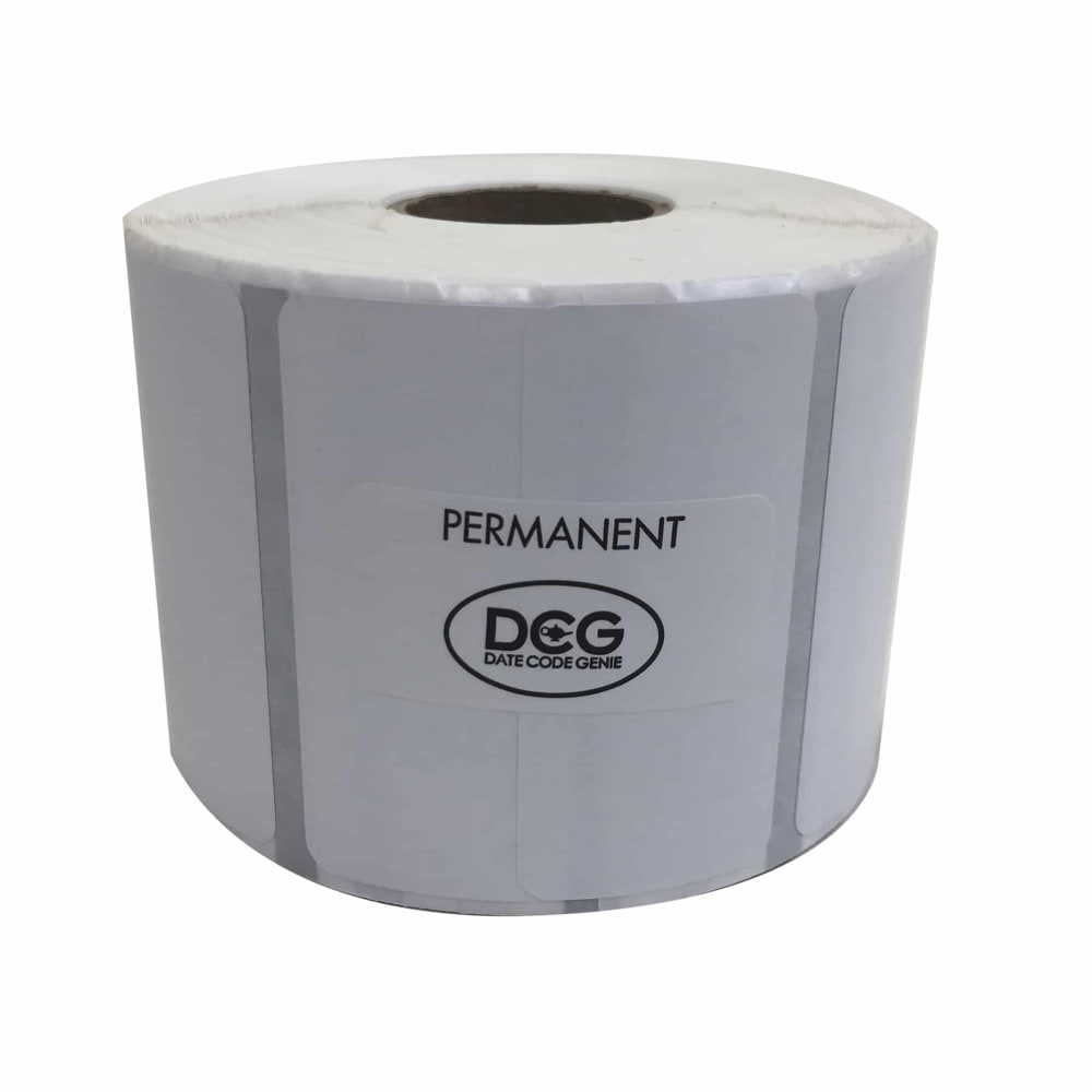 790-625333 Datecode Genie® Rectangular Permanent Food Storage Label - 1" x 2", White
