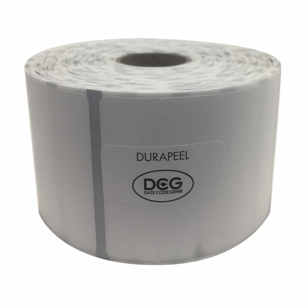 790-625380 Square Datecode Genie® DuraPeel™ Food Storage Label - 2" x 2", White