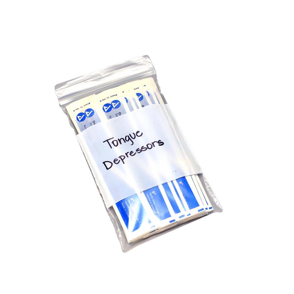 909-F20609W Zipper Seal Top Bag w/ Write-On Block - 9"L x 6"W, 2 mil LDPE, Clear