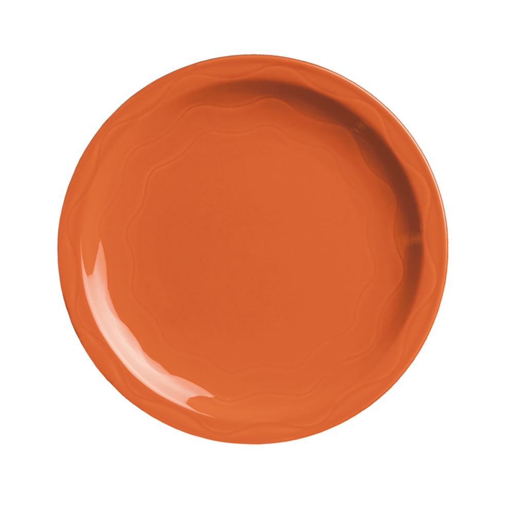 024-903034002 11 1/4" Round Plate w/ Cantina Carved Pattern & Shape, Flint Body, Cayenne