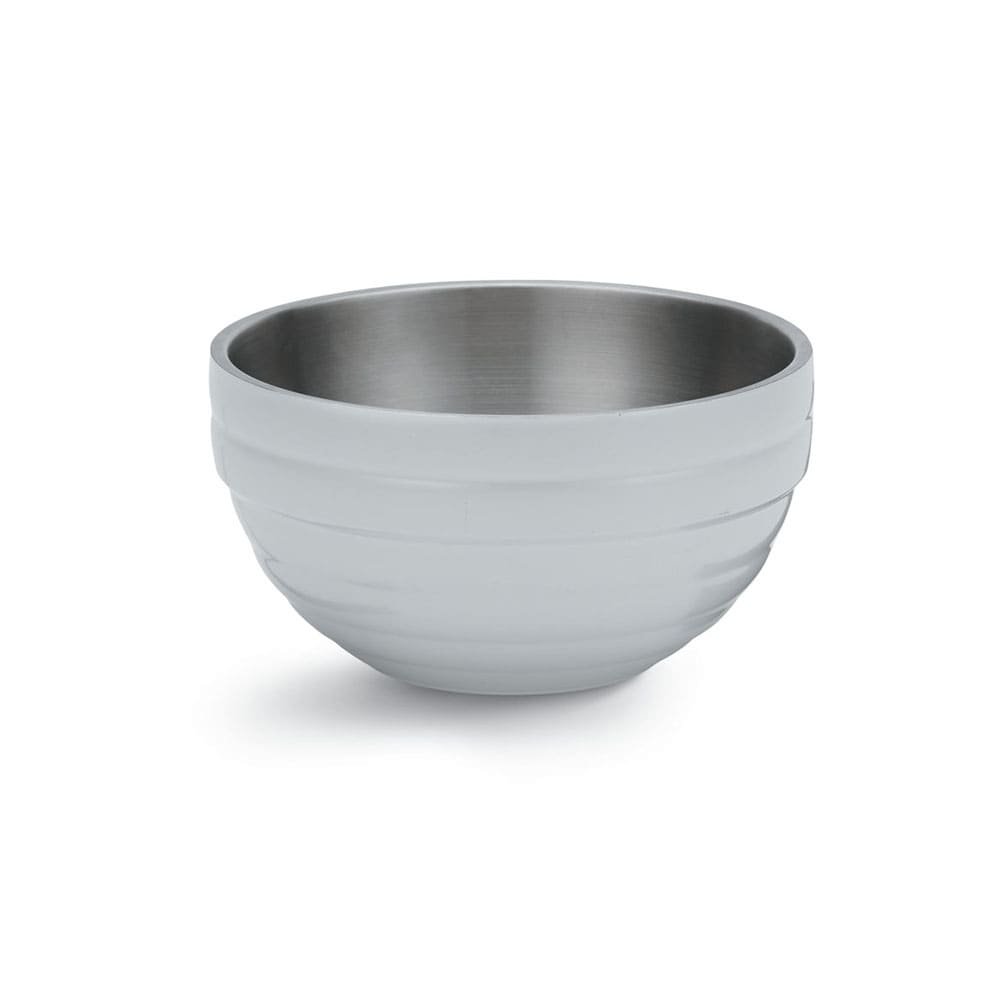 175-4659250 6 9/10 qt Round Insulated Bowl - 18 ga Stainless, Pearl White