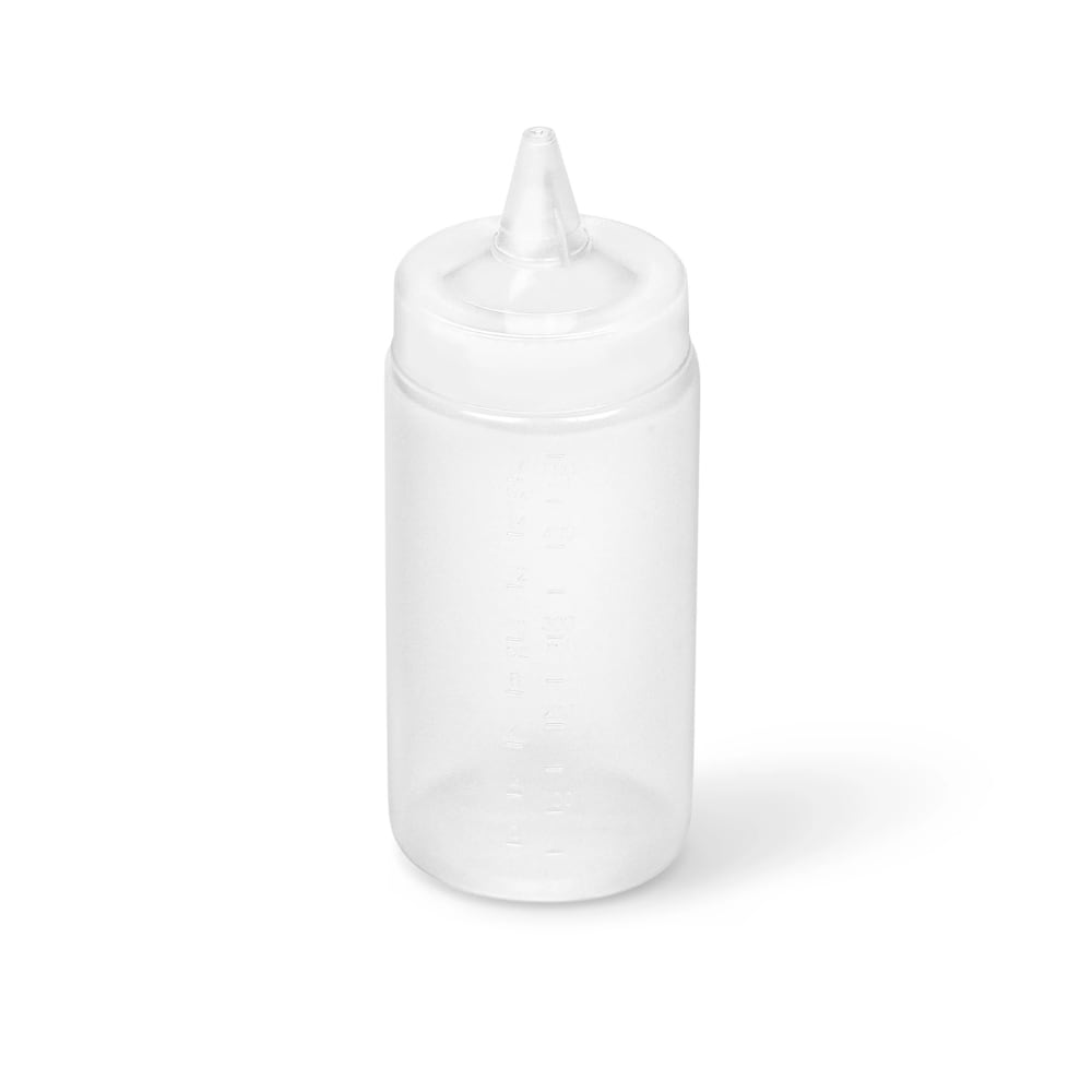 175-511613 16 oz Squeeze Bottle Dispenser - Wide Mouth, Clear Cap, Clear