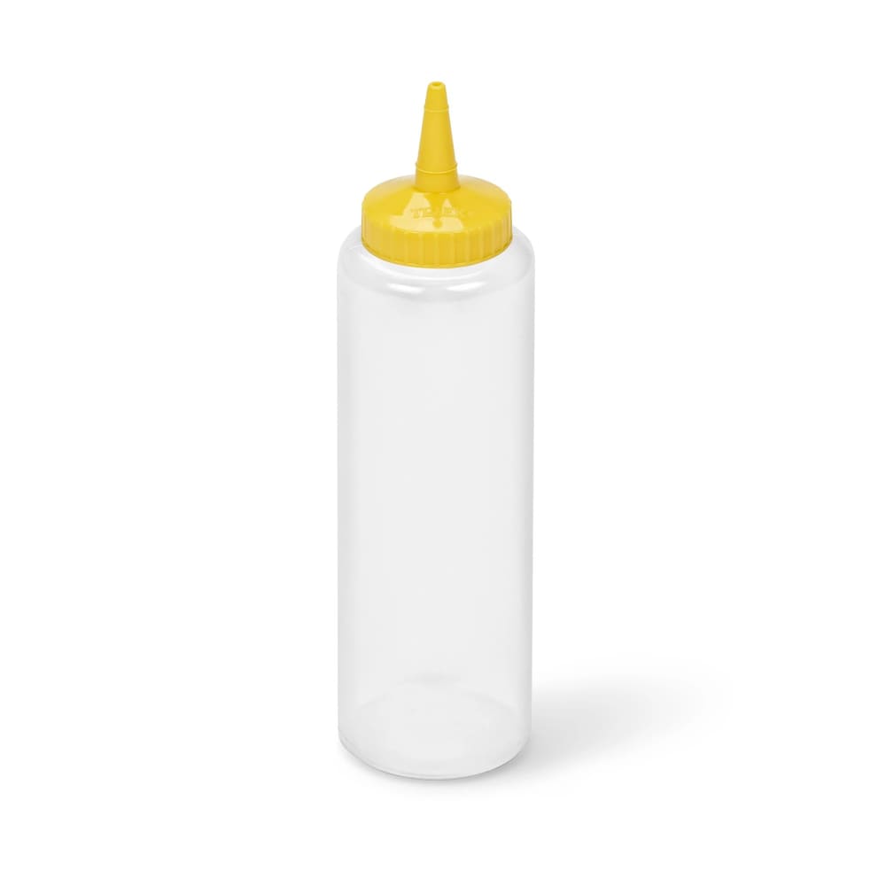 175-28121308 12 oz Squeeze Dispenser - Yellow Cap, Clear