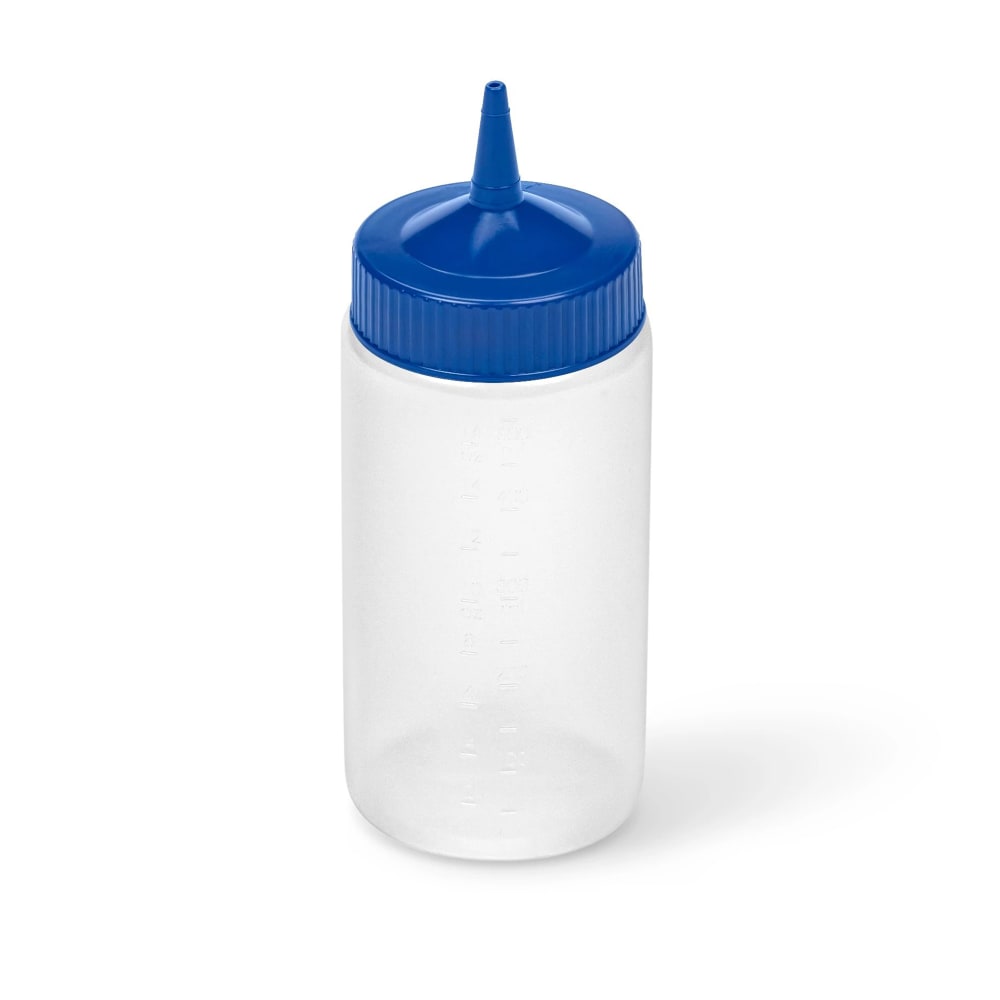 175-49161344 16 oz Squeeze Bottle Dispenser - Wide Mouth, Clear with Blue Cap