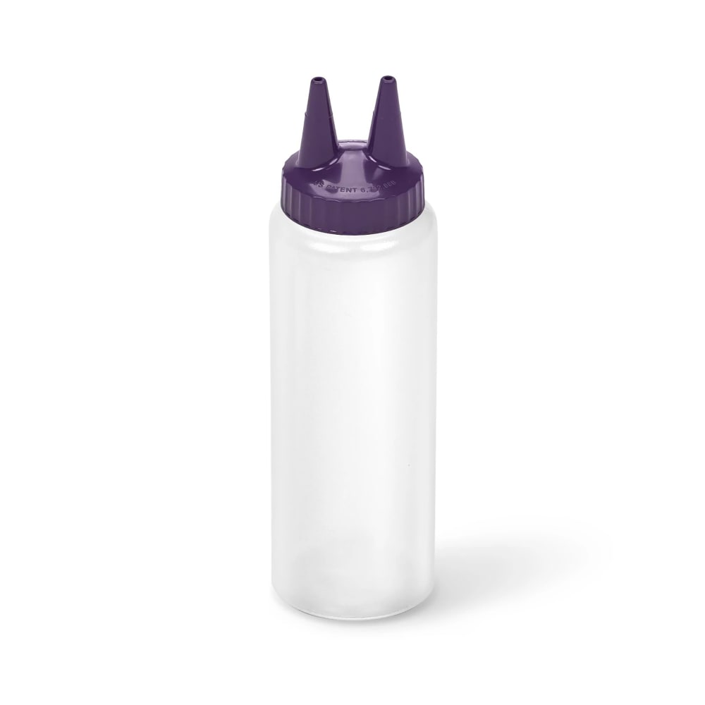175-22081354 8 oz Twin Tip Squeeze Bottle - Clear with Purple Cap