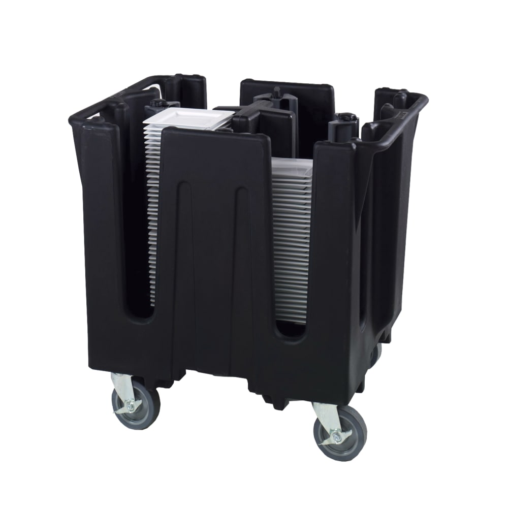 175-SACSQ406 32 3/4" Mobile Dish Caddy for Square Dishes w/ (4) Columns - Plastic, Black