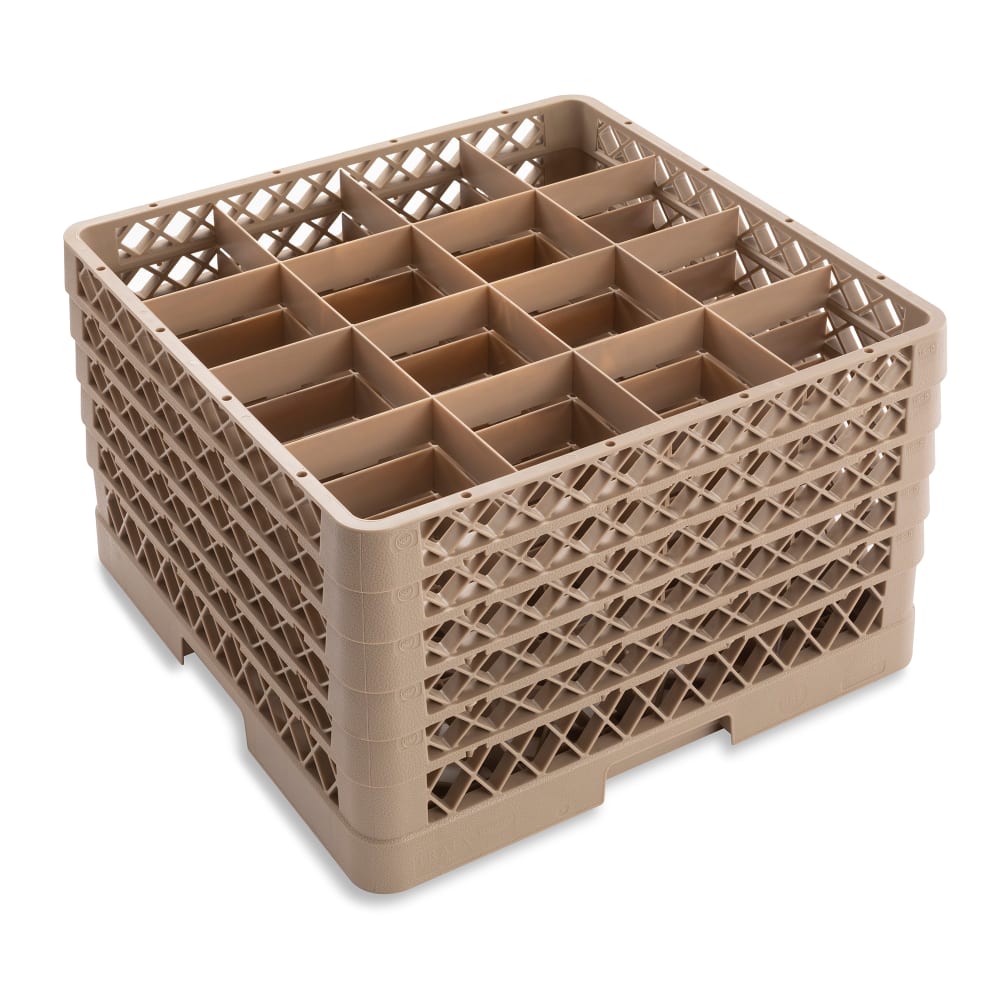 175-TR8DDDDD Traex® Full Size Glass Rack w/ (16) Compartments - (5) Extenders, Beige