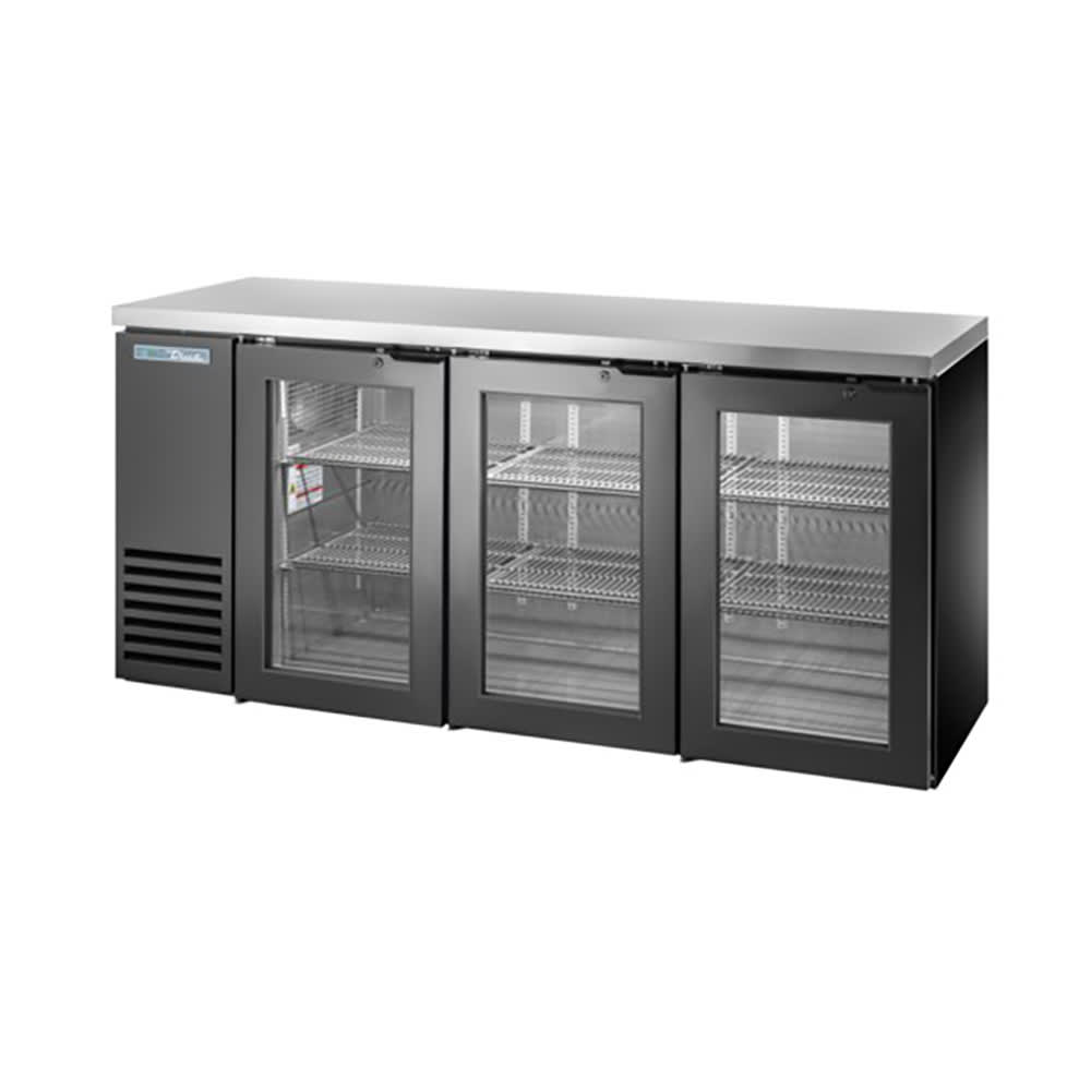 598-TBB2472G 72 1/8" Bar Refrigerator - 3 Swinging Glass Doors, Black, 115v