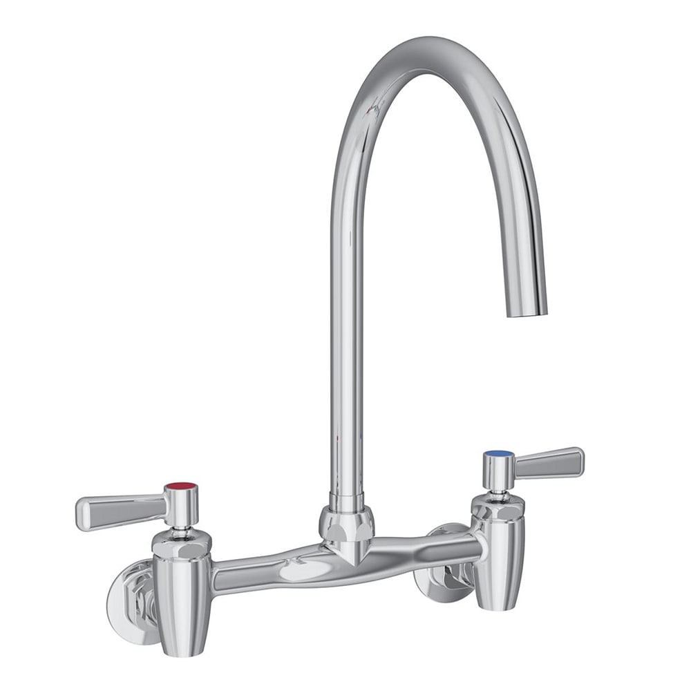189-LK940GN08L2S Splash Mount Faucet w/ 8" Gooseneck Spout & 2" Wrist Blade Handles...