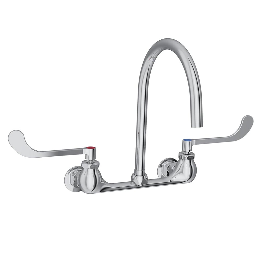189-LK940GN08T6H Splash Mount Faucet w/ 8" Gooseneck Spout & 6" Wrist Blade Handles...