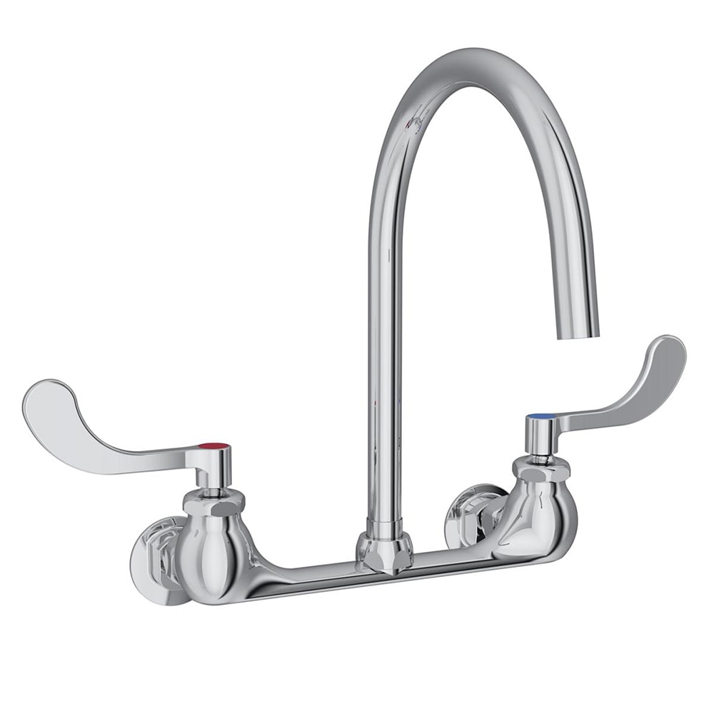 189-LK940GN08T4H Splash Mount Faucet w/ 8" Gooseneck Spout & 4" Wrist Blade Handles...