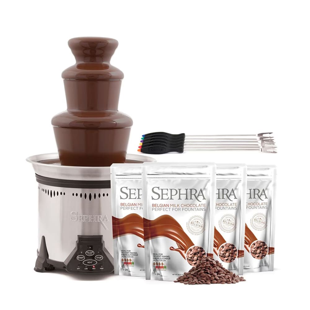 036-10523 19" Elite Chocolate Fountain Package w/ 6 lb Capacity, Belgian Milk Chocolate