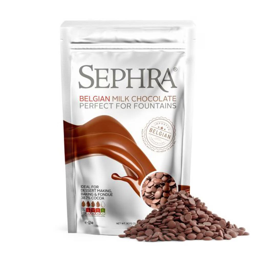 036-20002 Belgian Milk Couverture Fondue Chocolate, Fountain Ready, (1) 2 lb Bag