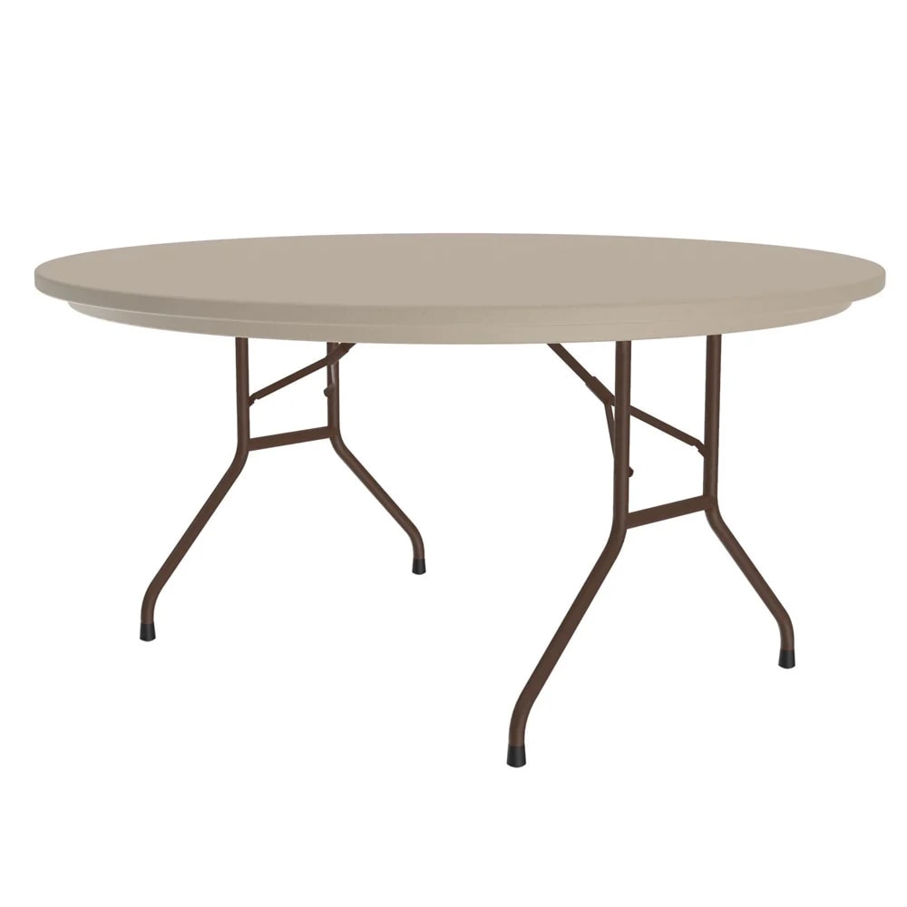 228-R6024 60" R-Series Round Folding Table w/ Mocha Granite Plastic Top, 29"H