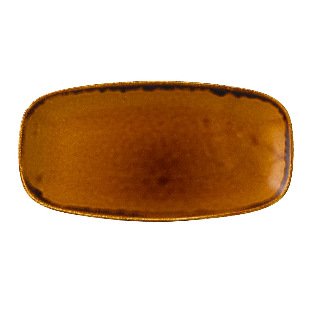245-HB298 11 3/4" x 6" Oblong Harvest Chef's Plate - Ceramic, Brown