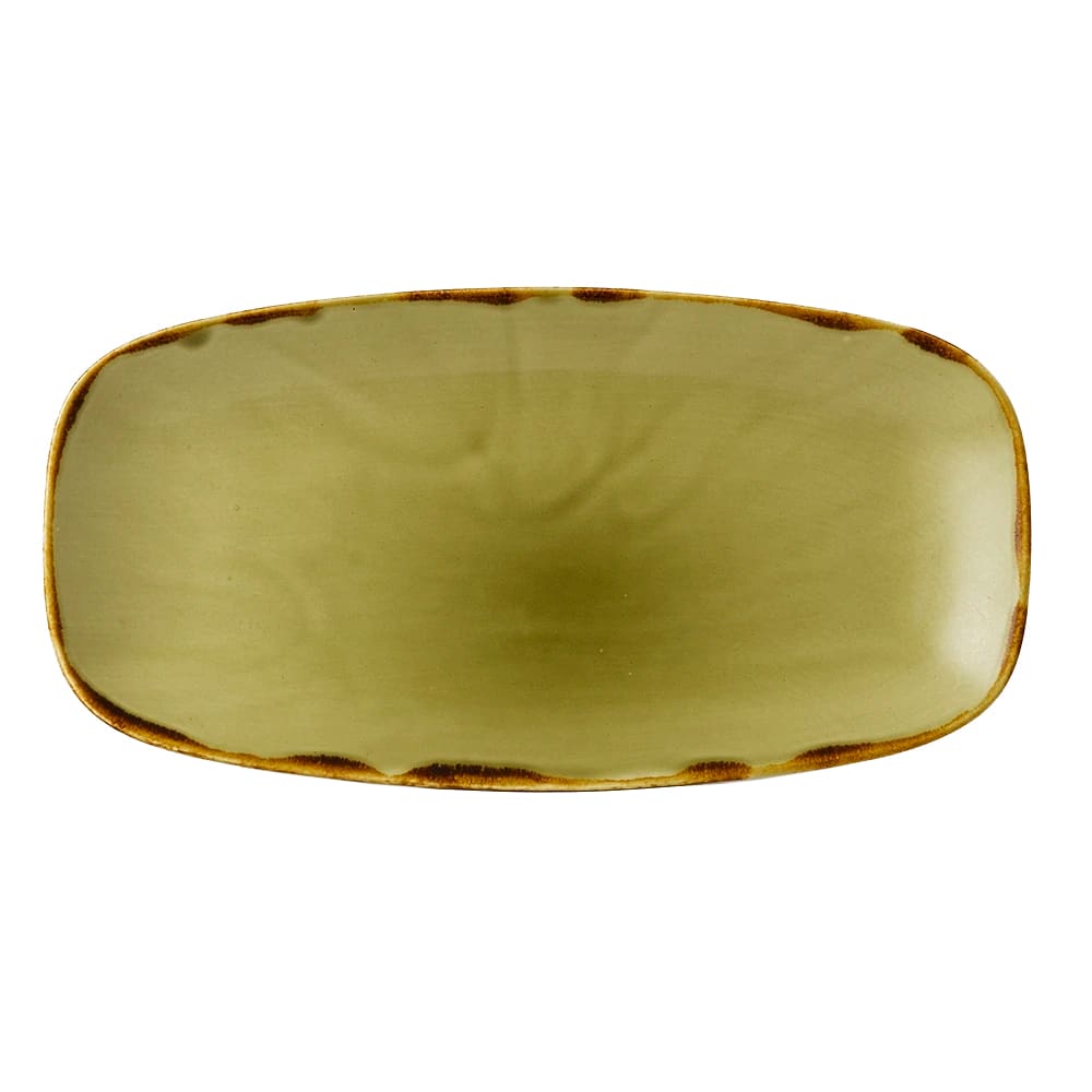 245-HG298 11 3/4" x 6" Oblong Harvest Chef's Plate - Ceramic, Green