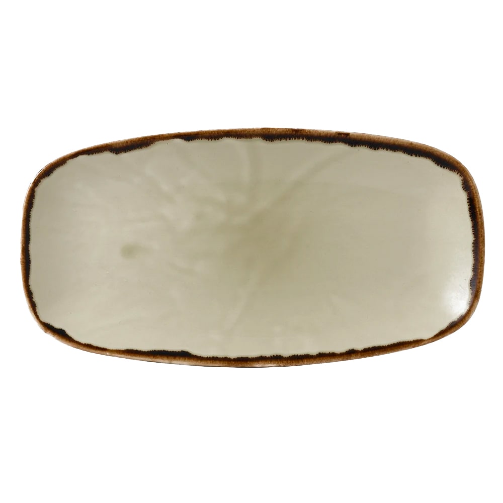 245-HL298 11 3/4" x 6" Oblong Harvest Chef's Plate - Ceramic, Linen