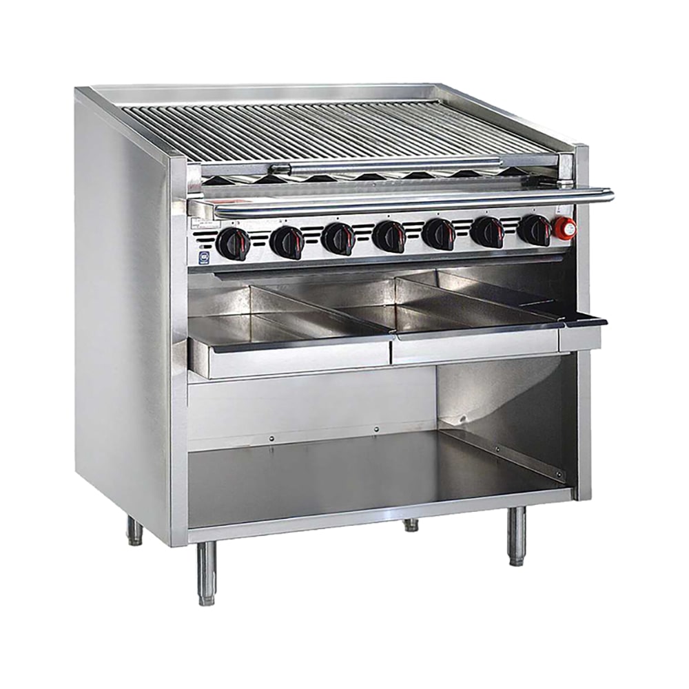 455-F48RSNG 48" Floor Model Gas Charbroiler w/ Stainless Steel Radiants - 10 Burners, Natura...