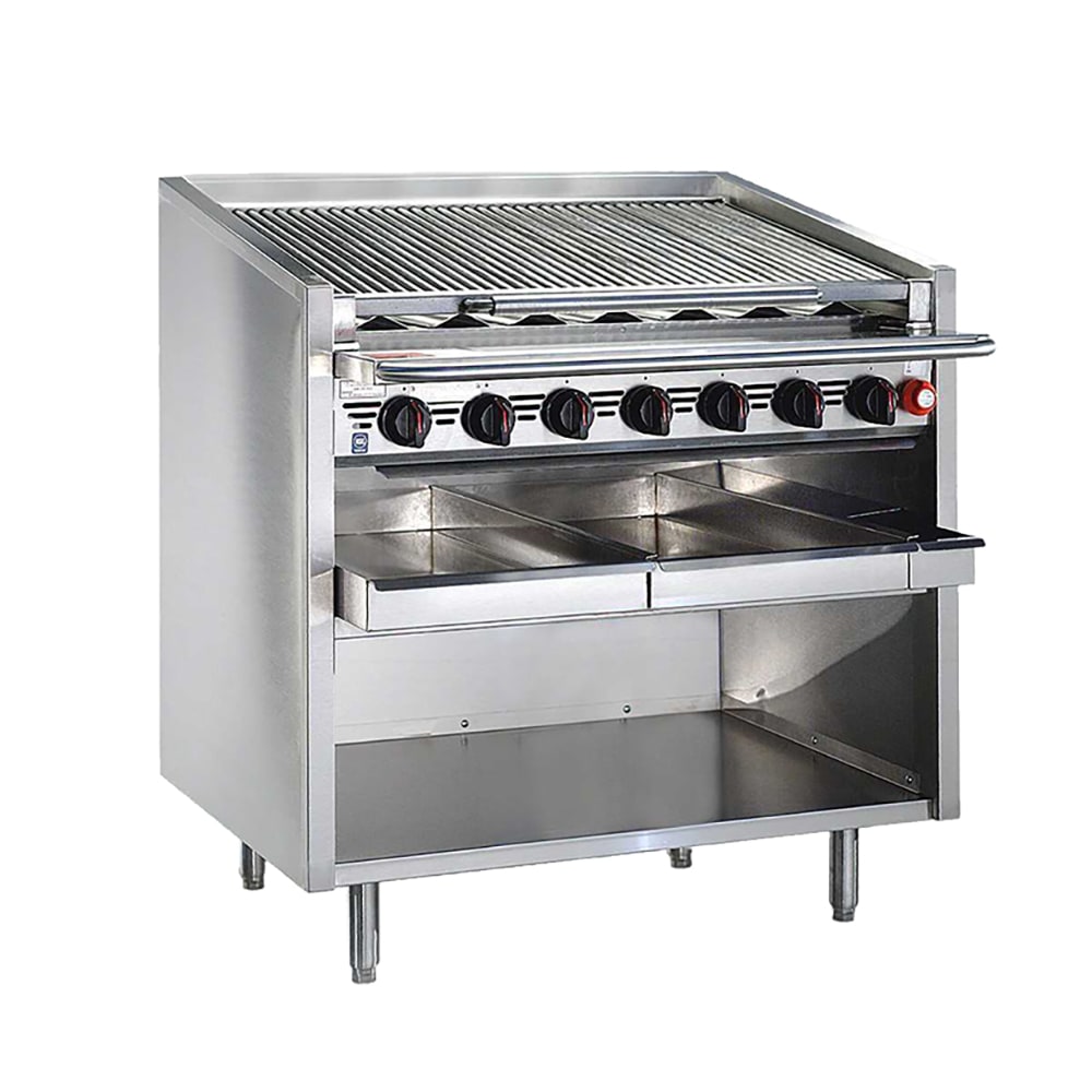 455-F24RSRNG 24" Floor Model Gas Charbroiler w/ Cast Iron Radiants - (4) Burners, Natural Ga...