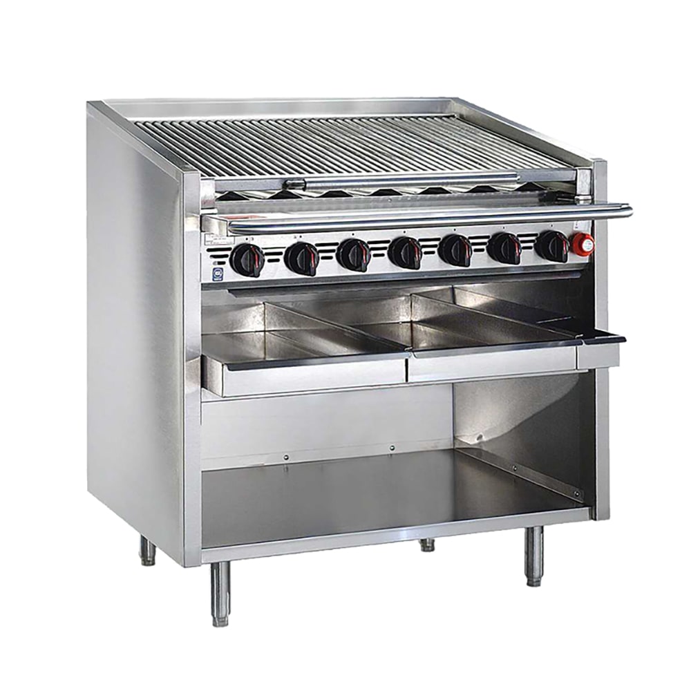 455-F60RSRLP 60" Floor Model Gas Charbroiler w/ Cast Iron Radiants - (13) Burners, Liquid Pr...