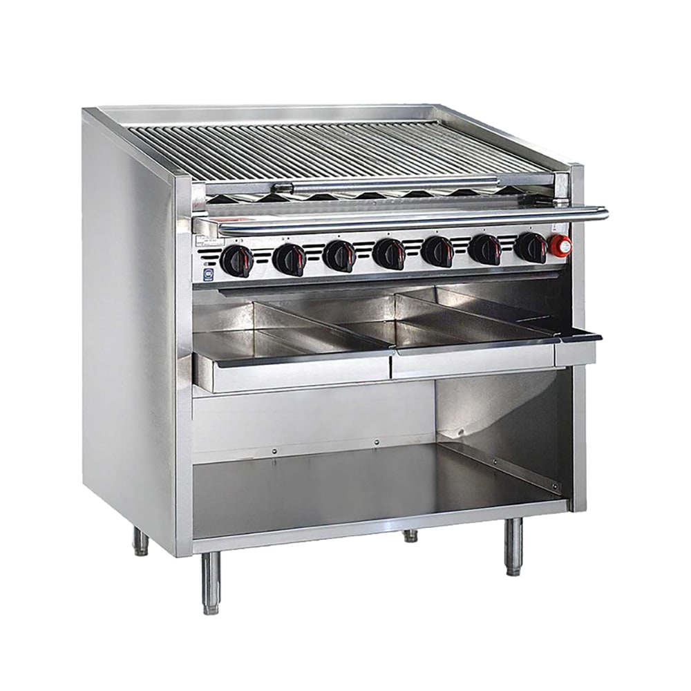 455-F60RSNG 60" Floor Model Gas Charbroiler w/ Stainless Steel Radiants - (13) Burners, Natu...