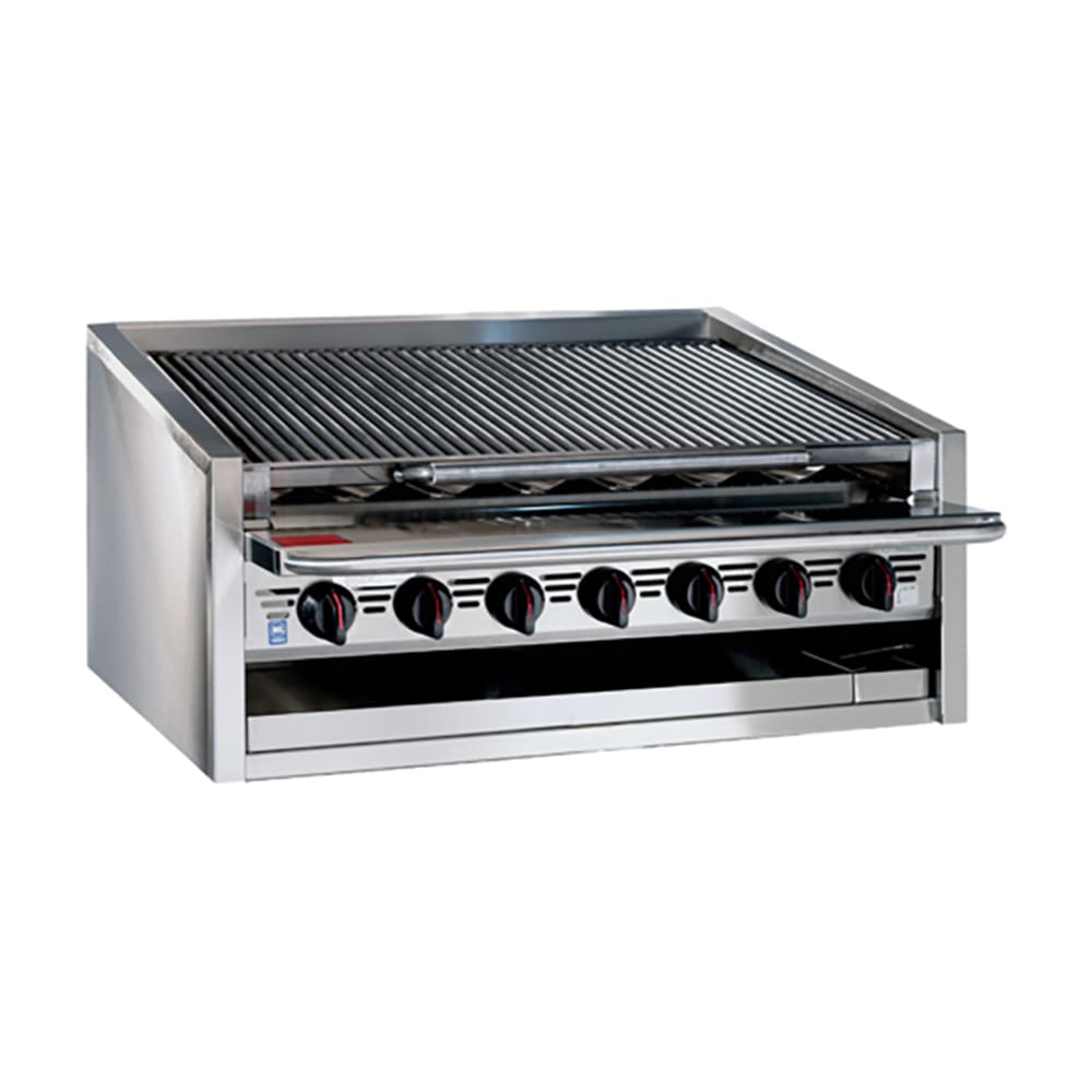 455-L24RSLP 24" Countertop Gas Charbroiler w/ Stainless Steel Radiants - (4) Burners, Liquid...