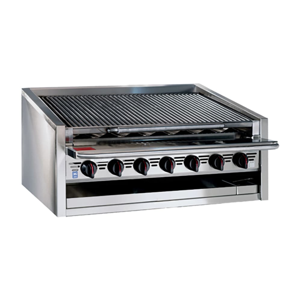 455-L48RSRLP 48" Countertop Gas Charbroiler w/ Cast Iron Radiants - (10) Burners, Liquid Pro...