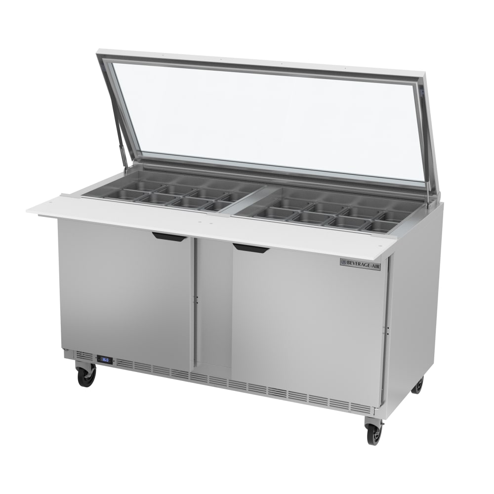 118-SPE60HC24MSTL 60" Hydrocarbon Series Mega Top Sandwich/Salad Prep Table w/ Refrigerated...