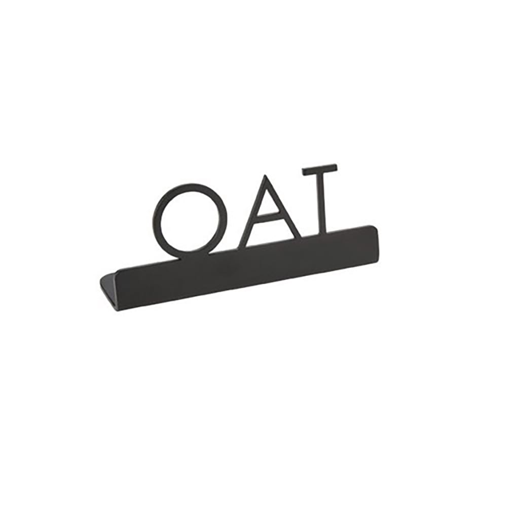 166-SBO3 "Oat" Table Tent Sign - 3" x 1 1/4", Stainless, Black