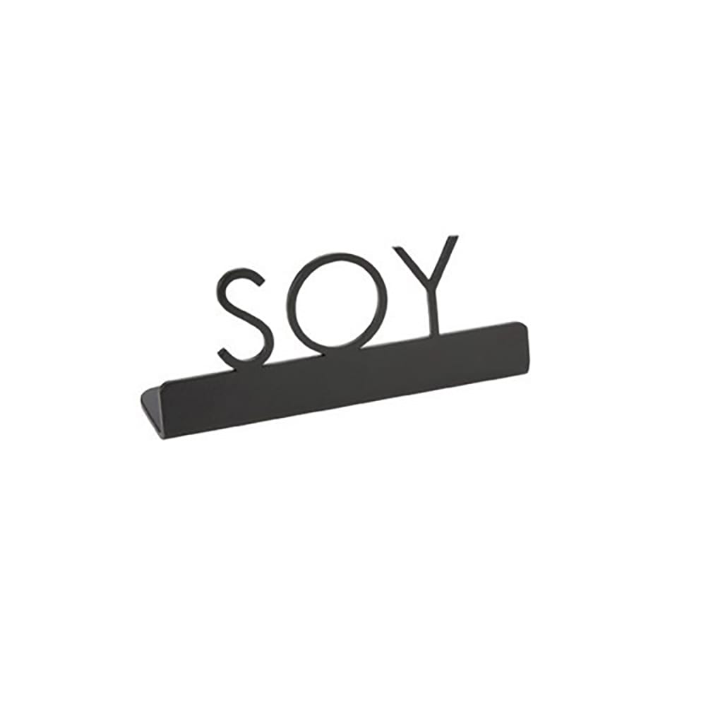 166-SBS3 "Soy" Table Tent Sign - 3" x 1 1/4", Stainless, Black