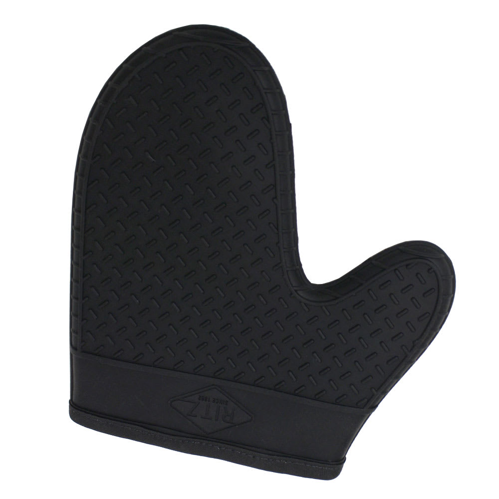 752-RZS685BK10 10" Conventional Oven Mitt w/ Cotton Lining - Silicone, Black