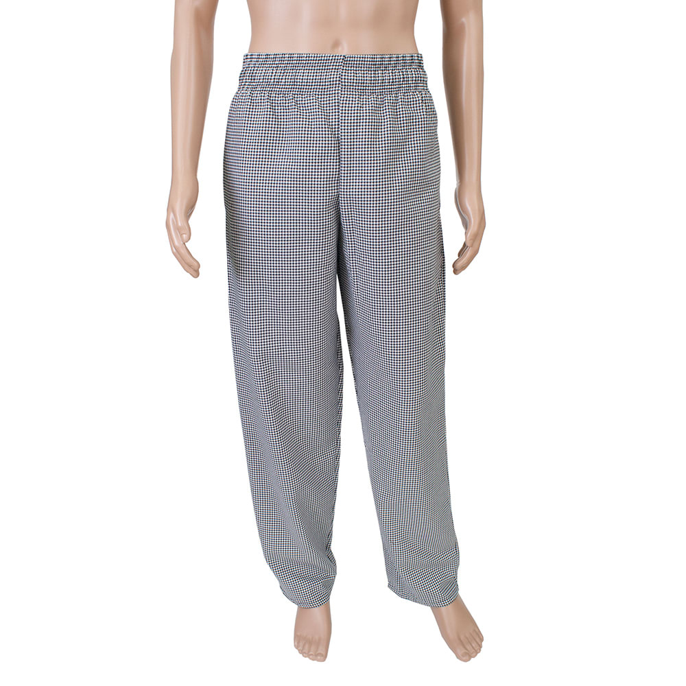 752-RZPANTFCLG Baggy Chef Pants w/ Elastic Waist - Poly Cotton, Houndstooth, Large