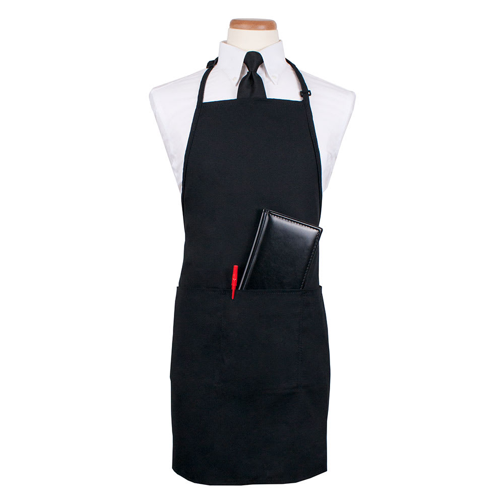 752-CL3PBIAELBK1 Bib Apron - 31" x 26", Polyester, Black